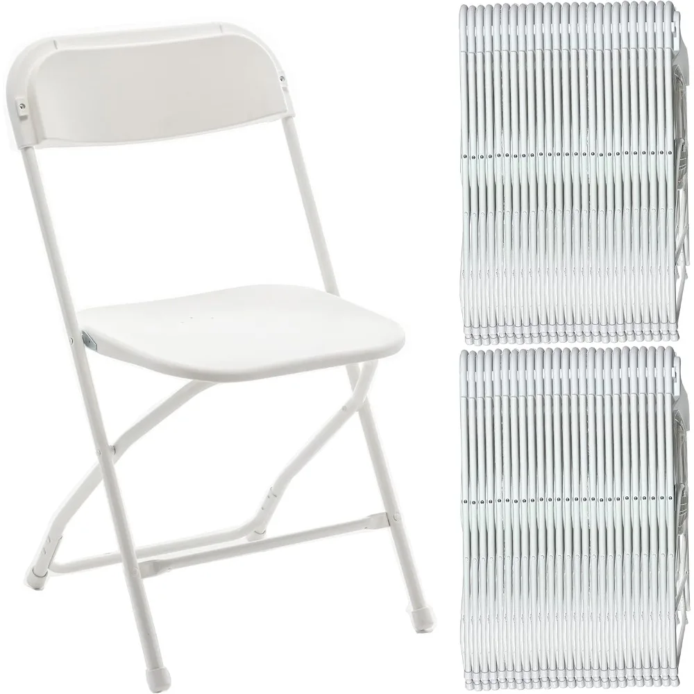 

tdoor White Plastic Folding Chairs Stacking Steel Frame Commercial 650LB Weight Capacity Seating Home Yard Gar