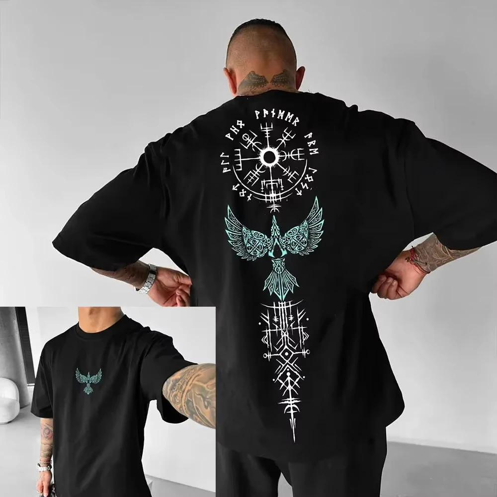 2026 Nordic Mythology Raven T-shirt - Cotton printed design  Suitable for both men and women - Summer streetwear