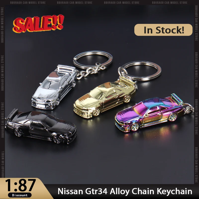 

Новый в наличии Seeker 1:87 Nissan Gtr34, гальваническая цветная цепочка, брелок из сплава, модель, миниатюрные литые украшения, игрушки на заказ