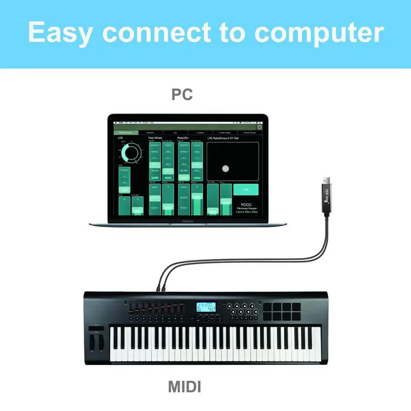 Hifing USB IN-OUT MIDI Interface Converter/Adapter With 5-PIN DIN MIDI Cable For PC/ Laptop/ Mac