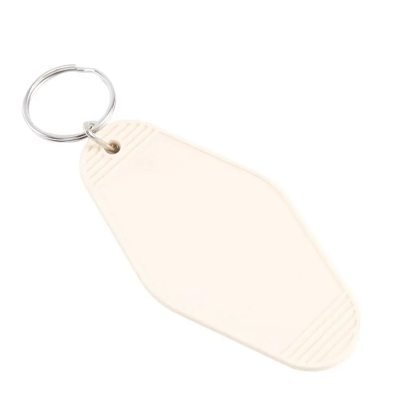 THIVN-72 Pcs Vintage Motel Keychain DIY Blank Hotel Keychains Heat Transfer Blank Keychains Bulk Sublimation (Beige)