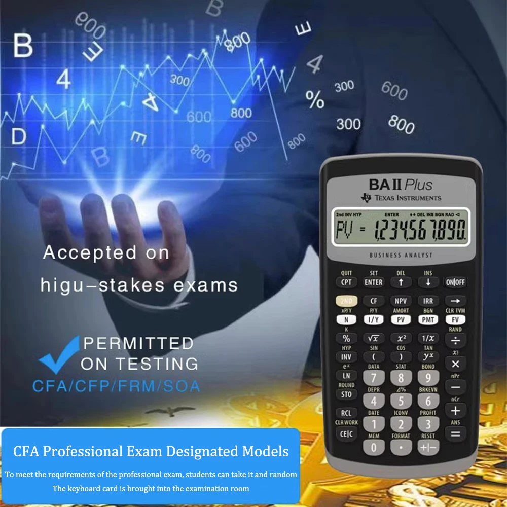 Imagem -03 - Texas Instruments ba ii Plus Calculadora Financeira Exame de Segurança Flip Material de Escritório Papelaria Ti-baii Cma Frm