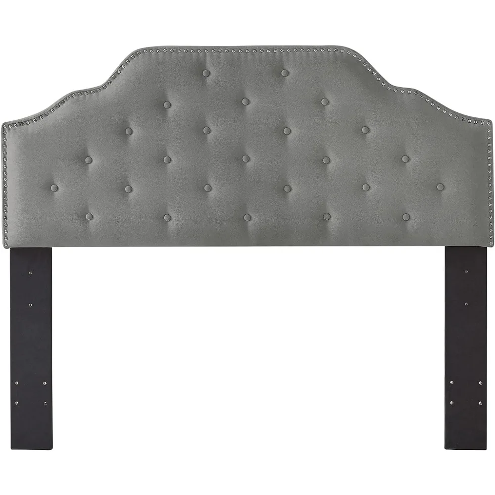 Tufted Velvet Upholstered Headboard Channel, Queen Full Size Bed Adjusted Height 42-50 Inch