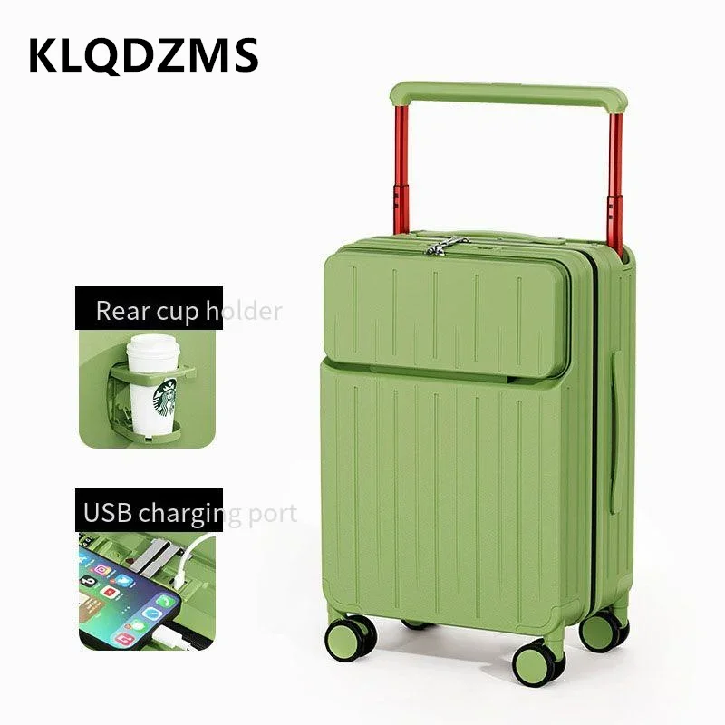 KLQDZMS 20"22"24"26Inch Luggage Travel Bag PC Front Opening Laptop Boarding Case Universal Trolley Case USB Charging Suitcase