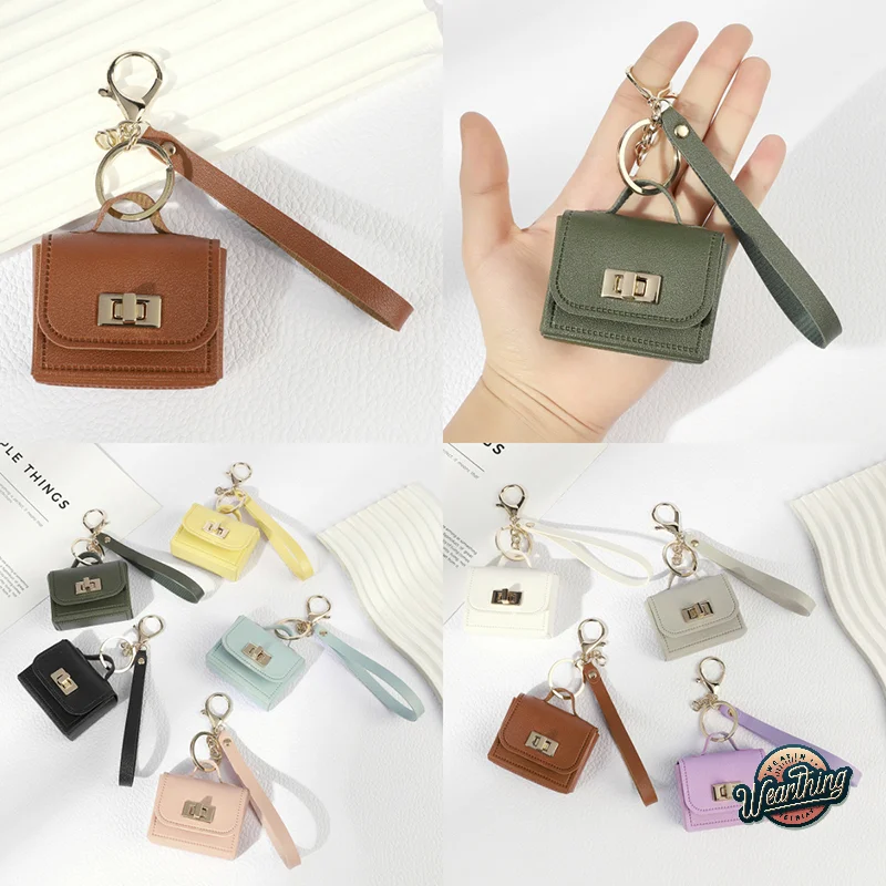 

Creative Mini Leather Hangbag Bag Hanging Decoration Versatile Bag Pendant Fashion Coin Purse Keyring Mini Headphone Bag Pendant