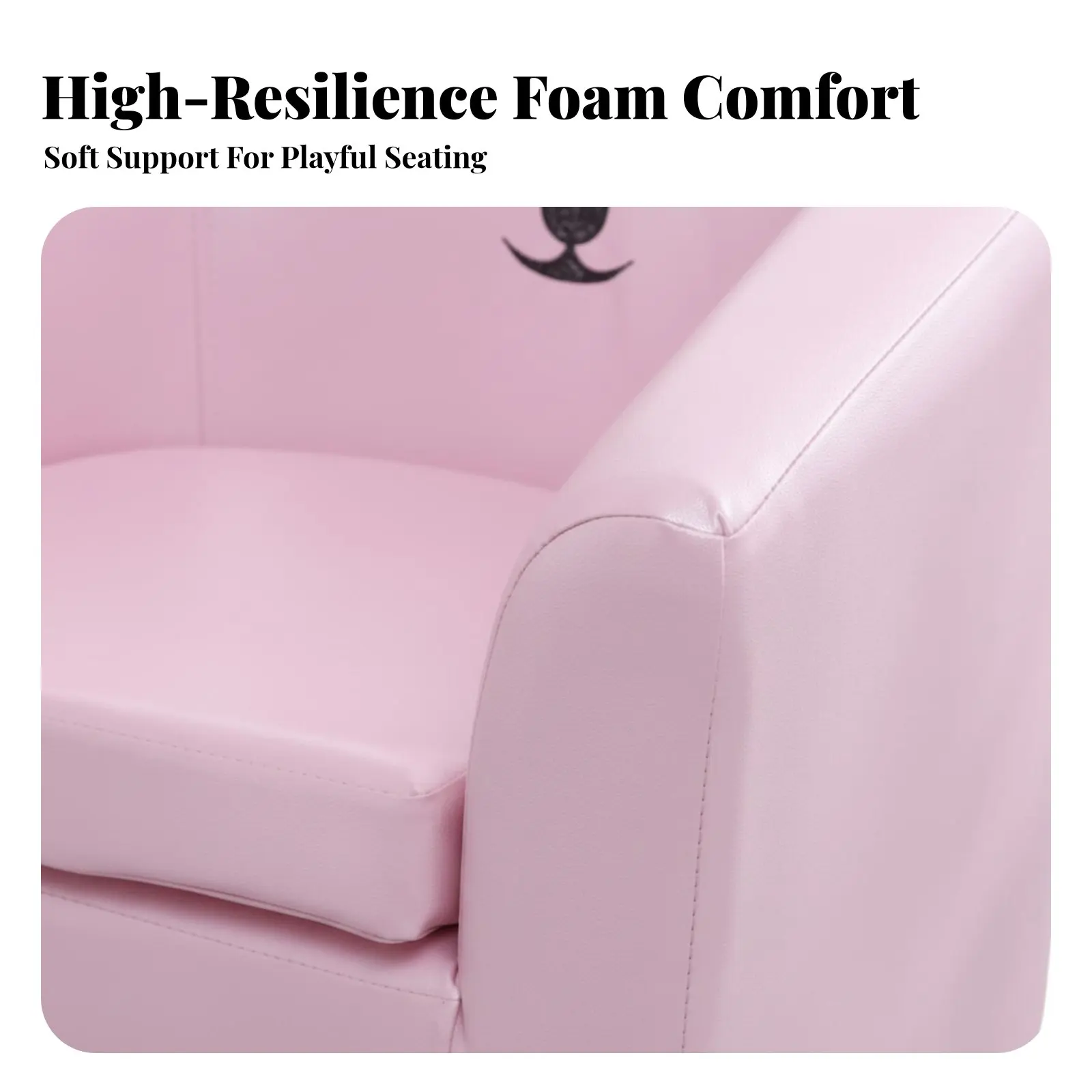2 Pieces Crown-Shaped Chair with Footrest Princess Design kids' Armchair Soft and Comfortable Sturdy Frame for Playroom, Bedroom - view 4
