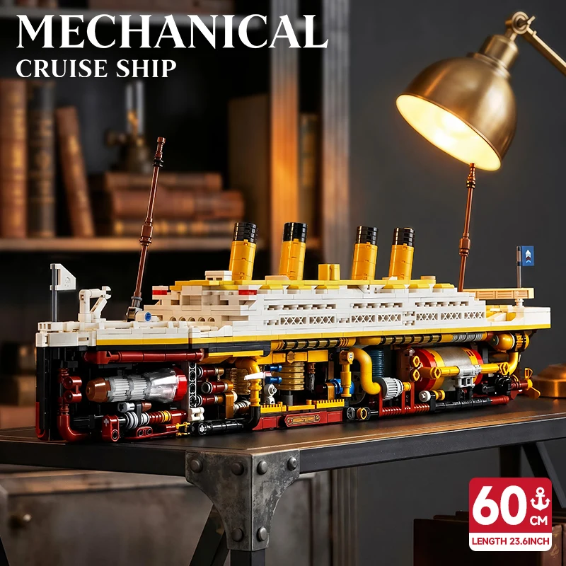 60cm Large Cruise Ship Building Blocks Warship Steamship Building Blocks Kids Interlocking Building Blocks Toy Birthday Gift