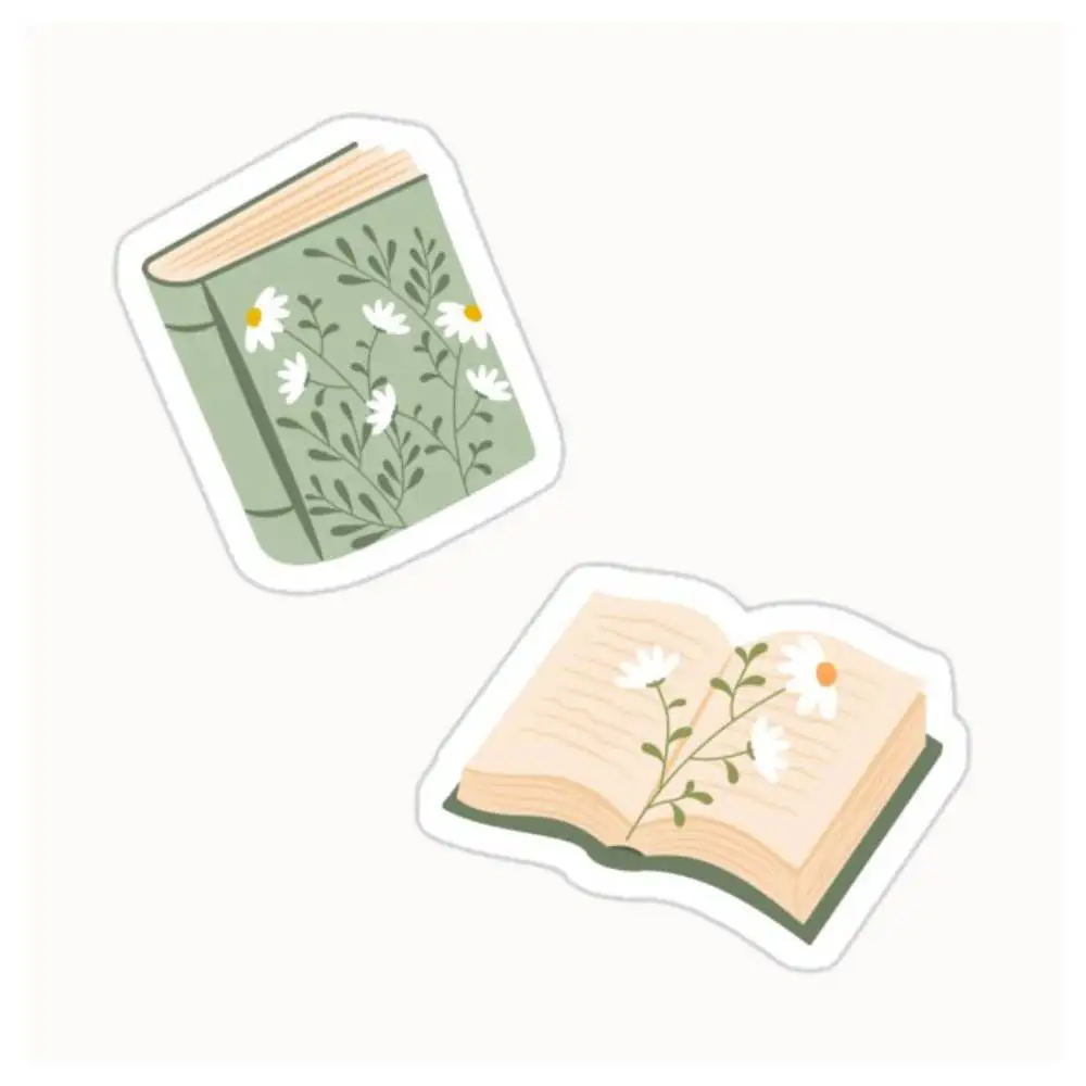 Green Bookish Set Waterproof Stickers For Decorating Car Windows Motorcycles And Computers.