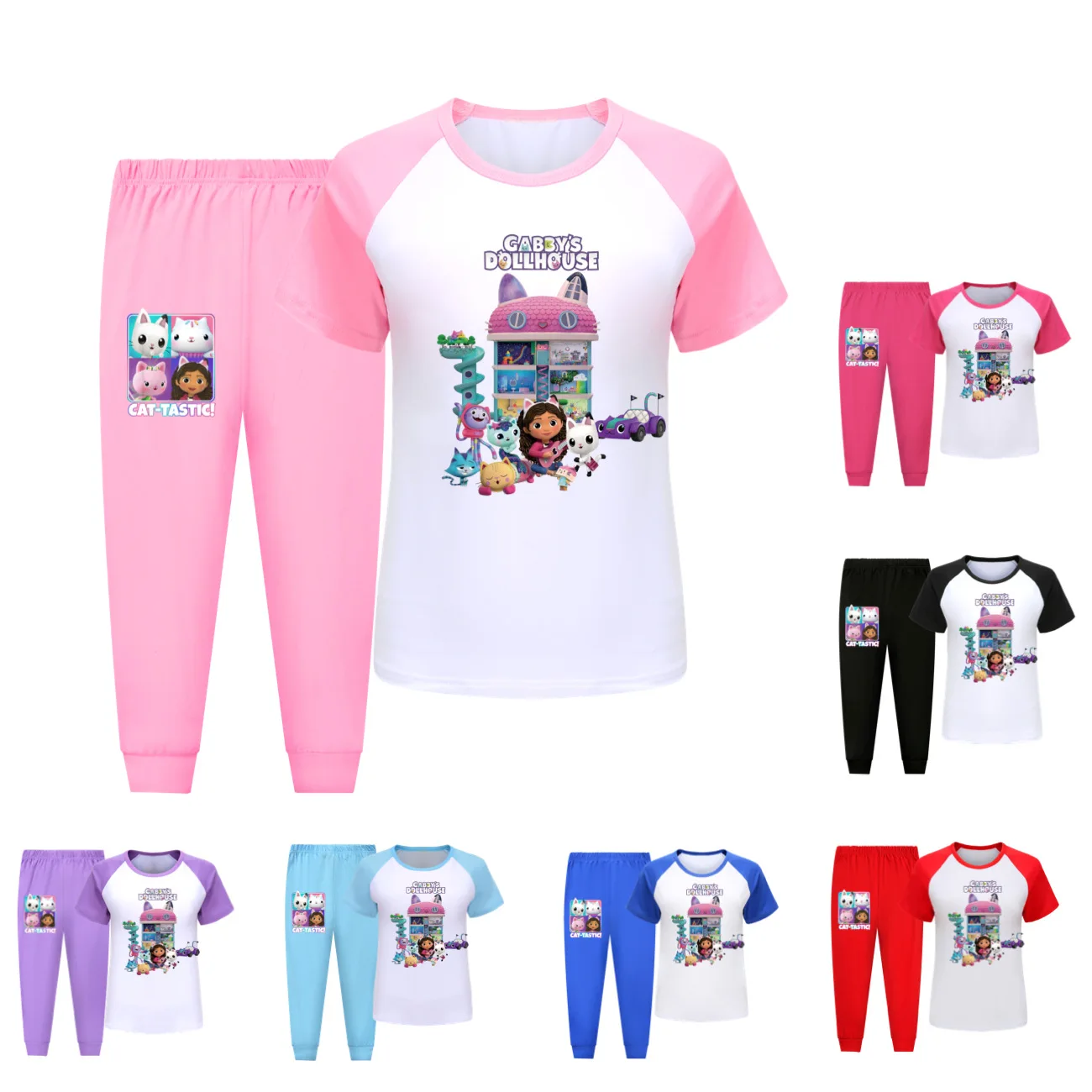 

Gabby Chat Clothes Kids Gabbys Dollhouse Pajamas for Toddler Girls Short Sleeve T-shirt Pants 2pcs Set Children Summer Sleepwear