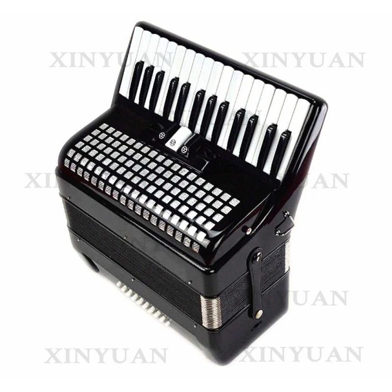Chromatic Piano Accordion JP3024B, 30 Keys 24 Bass 3 Registers Black Celluloid Professional Musical Instrument