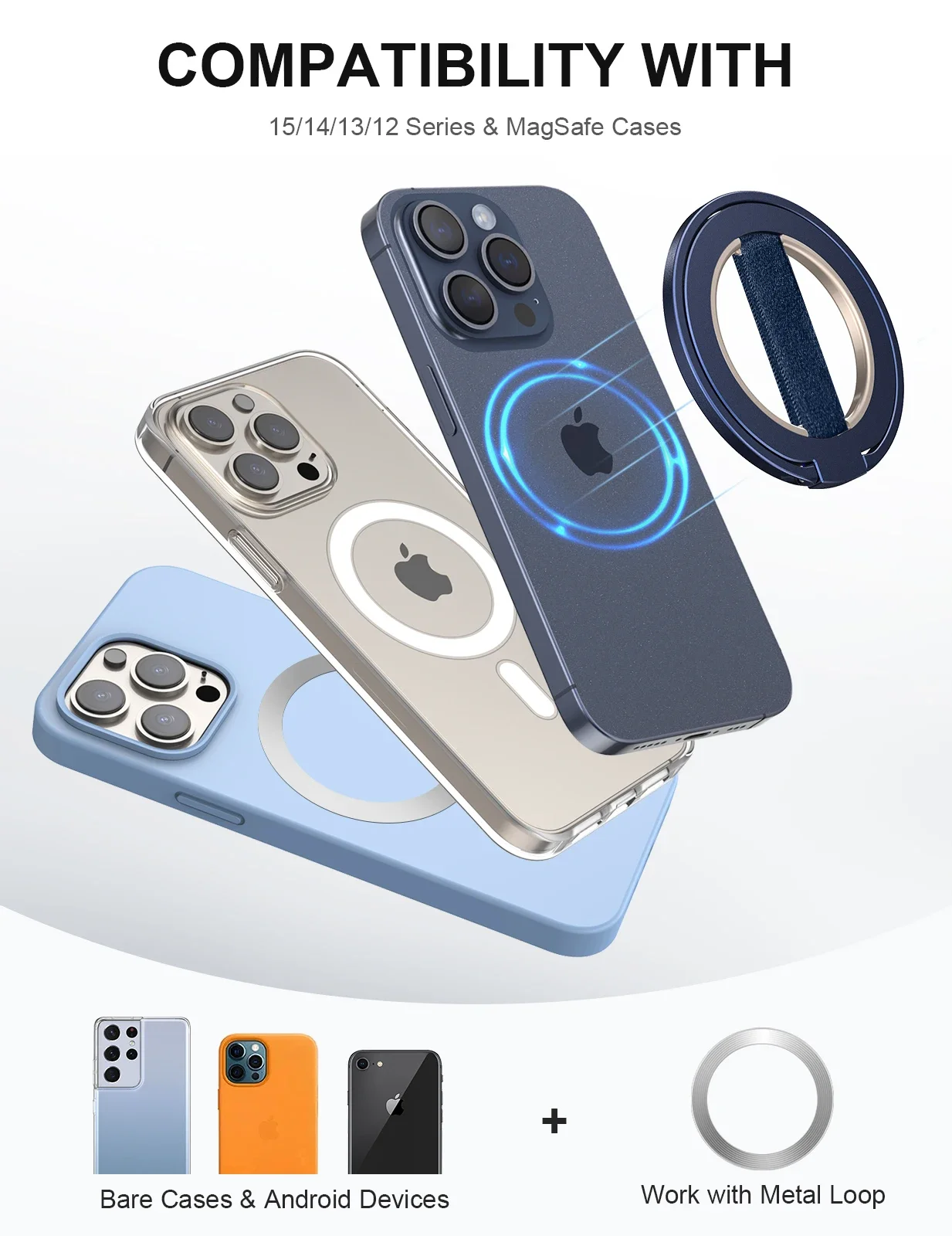 حامل هاتف EWA MagOne Ultra، حامل هاتف مغناطيسي مزدوج قابل للاستبدال وقابل للإزالة لسلسلة iPhone 13-16