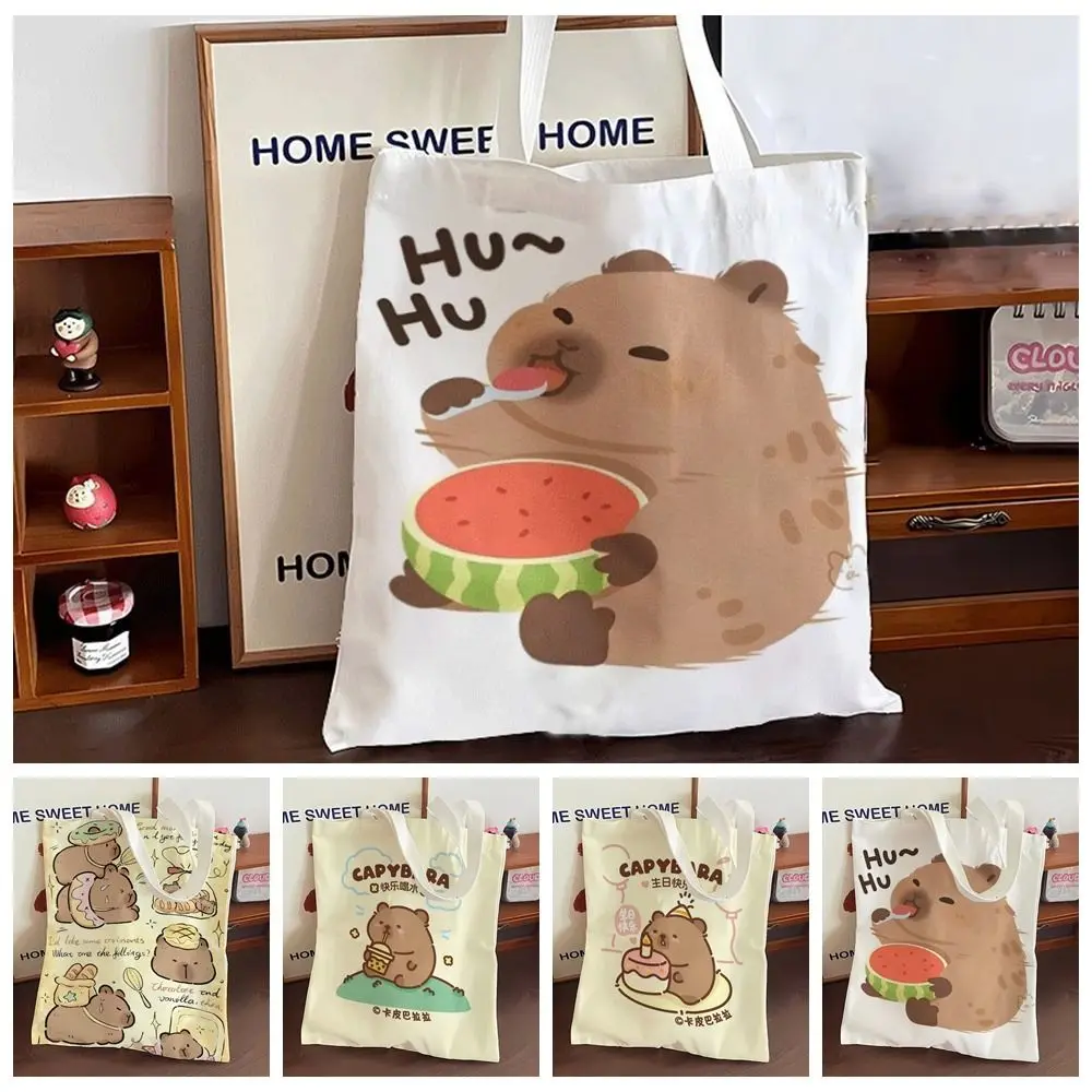 

School Bag Capybara Canvas Bag Commute Bag Underarm Bag Capybara Single Shoulder Bag Tote Bag Large Capacity Capybara Handbag