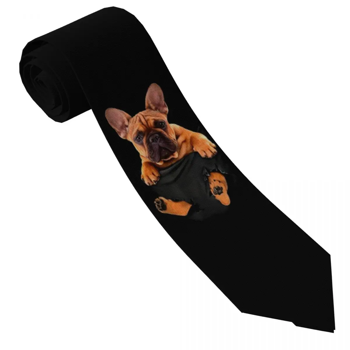 Custom French Bulldog Neck Ties Men Printed Necktie Pet Dog Four Seasons Fashion Tie Necktie For Father's Day