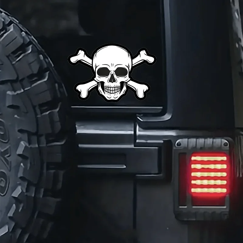 1PC Trendy Skull Crossbones Vinyl Decal - Eye-Catching Gothic Design for Vehicles Gadgets, Durable for Dark Style Enthusiasts