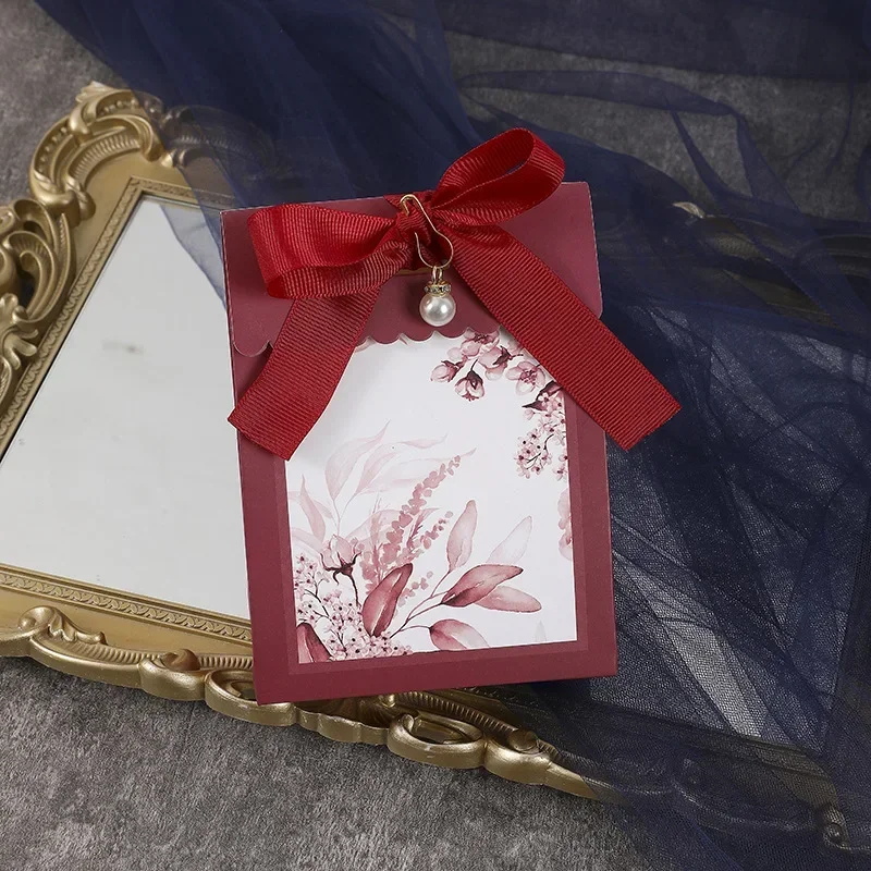 Creative Candy Box Wedding Favor Gifts Packaging Ribbon Pearl Chocolate Cookie Boxes Baby Shower Festive Birthday Party Supplies