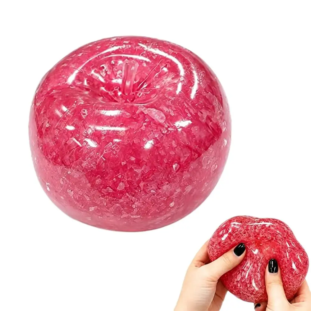 Icy Slush Apple Squishy Toy Glitter Liquid Sand Stress Relief Slow Rising Fidget Sensory Desk Decor Gift 3 Colors Slushy Texture
