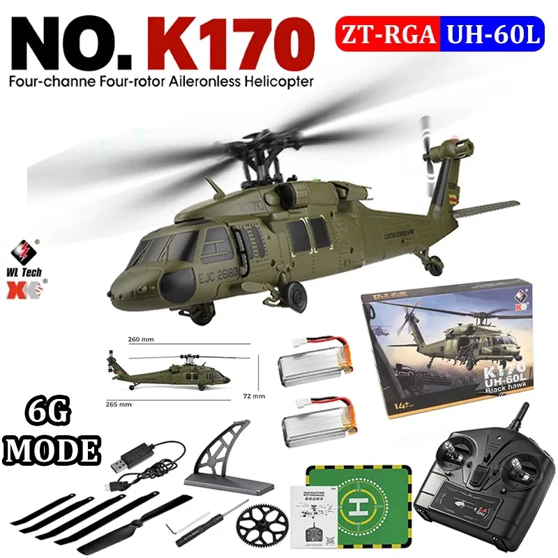 Wltoys K170 K270 RC Helicopter 2.4G UH-60L 4 Channel Remote Control Brushless Helicopters with Gyro and LED Light Rc Toys Gift
