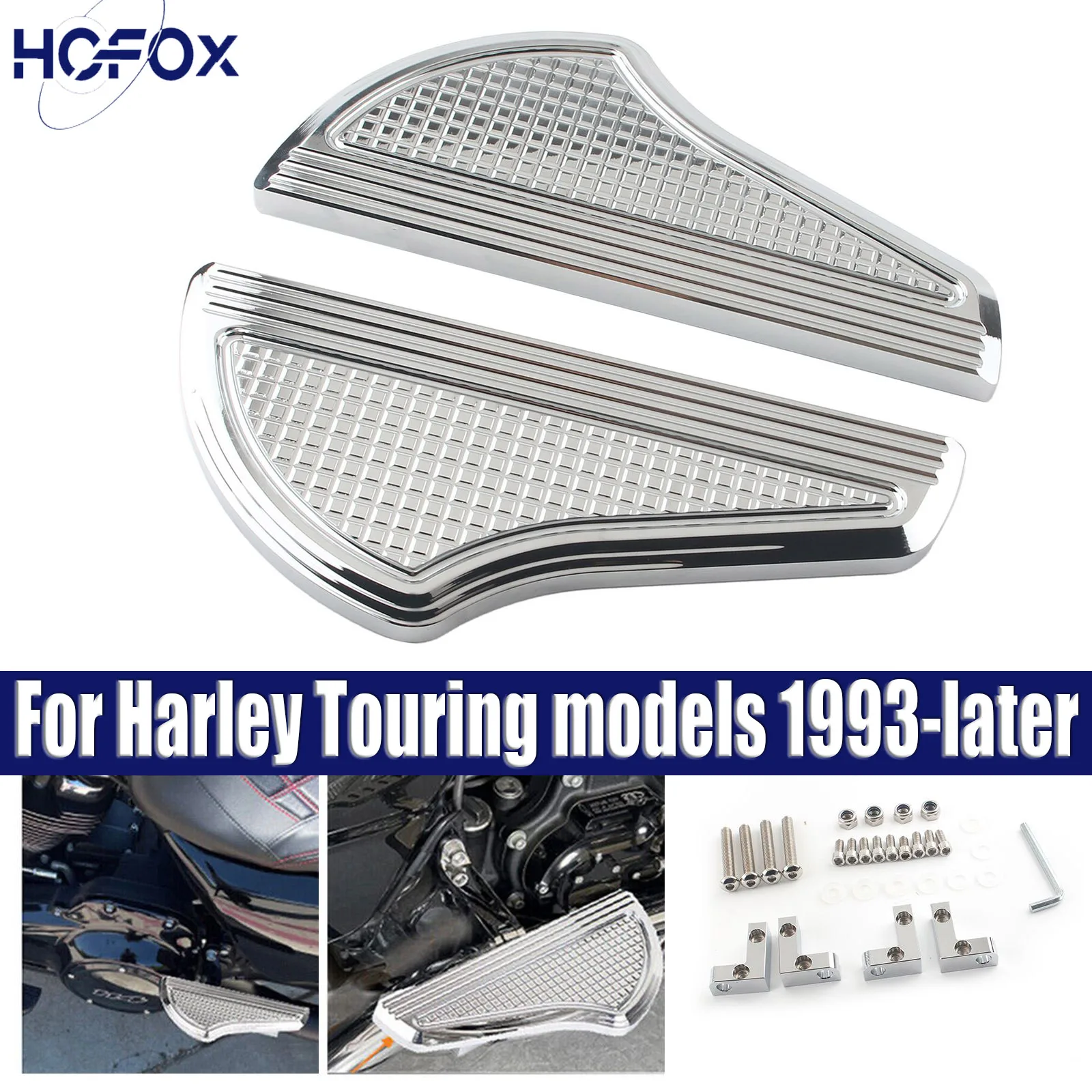 

For Harley Touring models 1993-later Defiance Rear Passenger Floorboards Foot Pegs