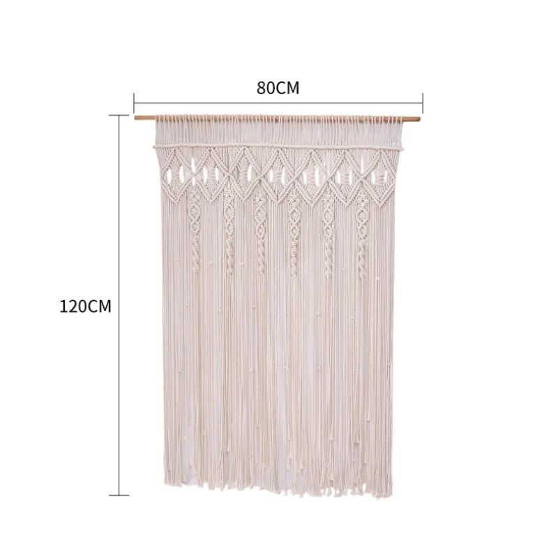 Door curtain tapestry partition, hand-woven curtains, cotton rope decoration, tapestry, fringed decorative wall hanging