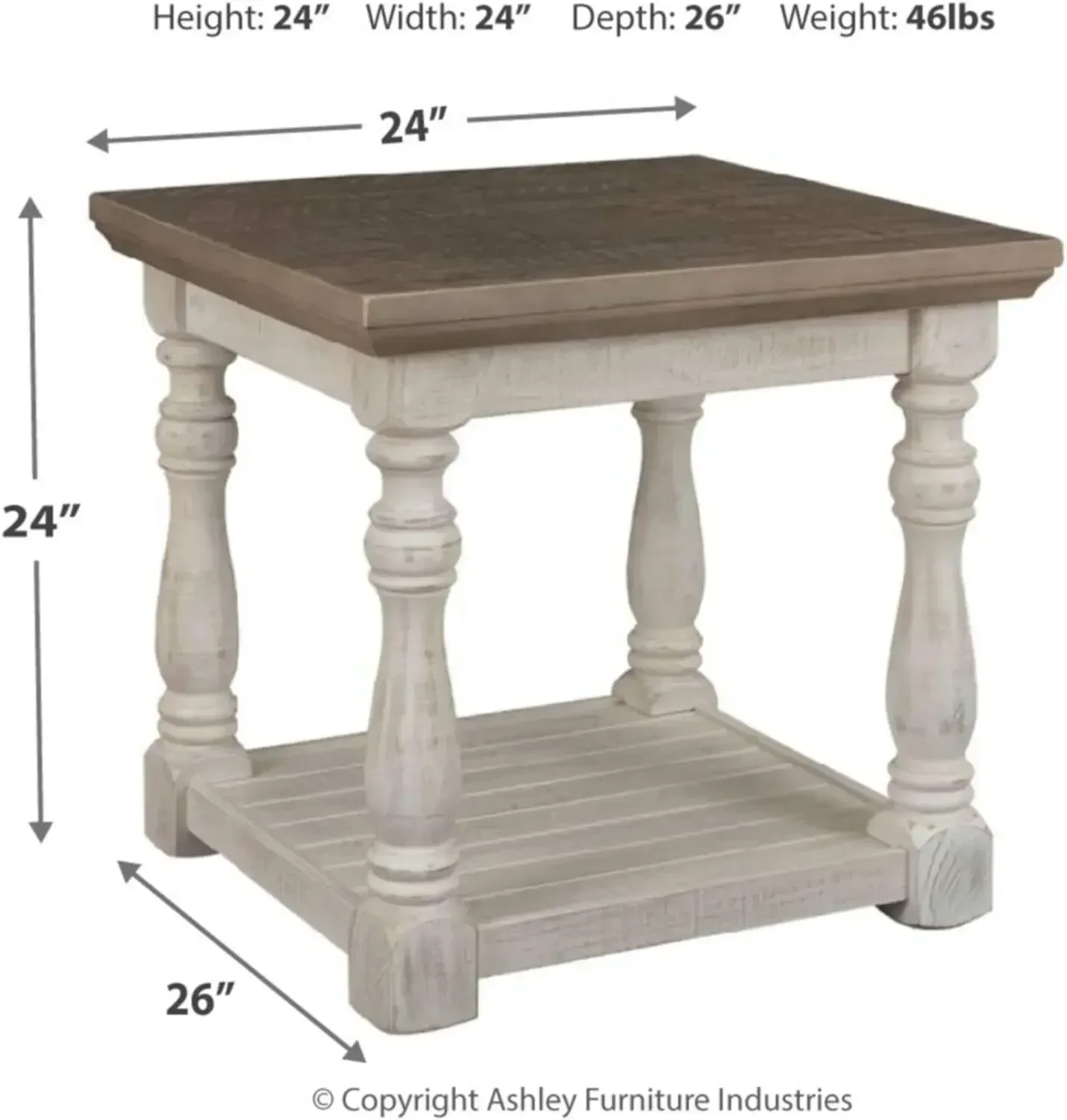 Ashley Havalance Farmhouse Square End Table with Floor Shelf, Signature Design