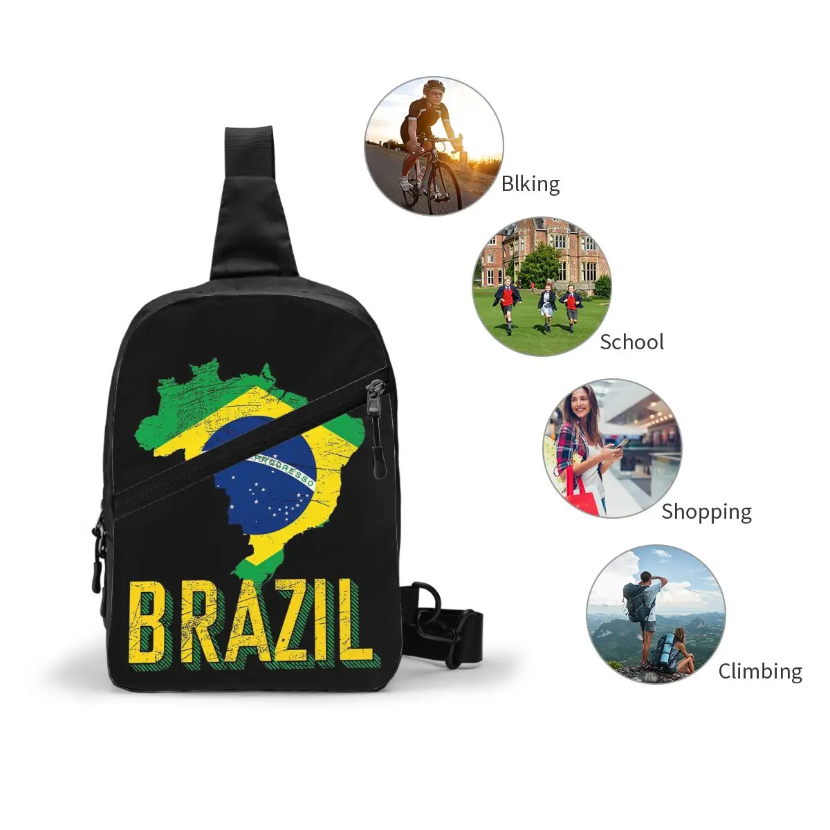 Brasil mapa abstrato saco de peito dos homens estilingue crossbody mochila saco de peito viagem caminhadas daypack bolsa de ombro