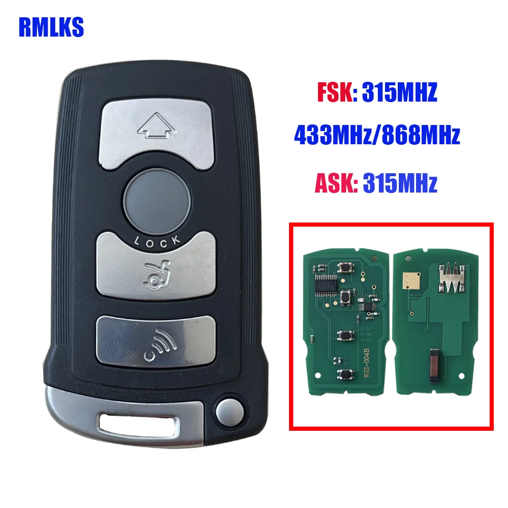 

4 Button Smart Car Key Remote Key 315LP MHZ 315MHZ 433MHZ 868MHZ For BMW CAS1 7 Series E65 E66 with ID7944 Chip HU92 Uncut Blade