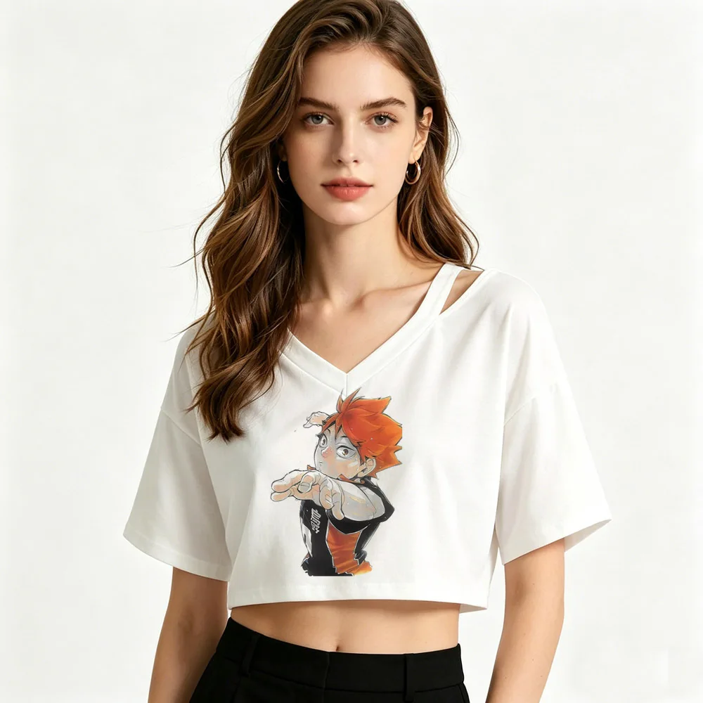 Haikyuu cropped top girl japan goth clearance sales y2k anime t shirt cheap vintage anime jojifuku graphic