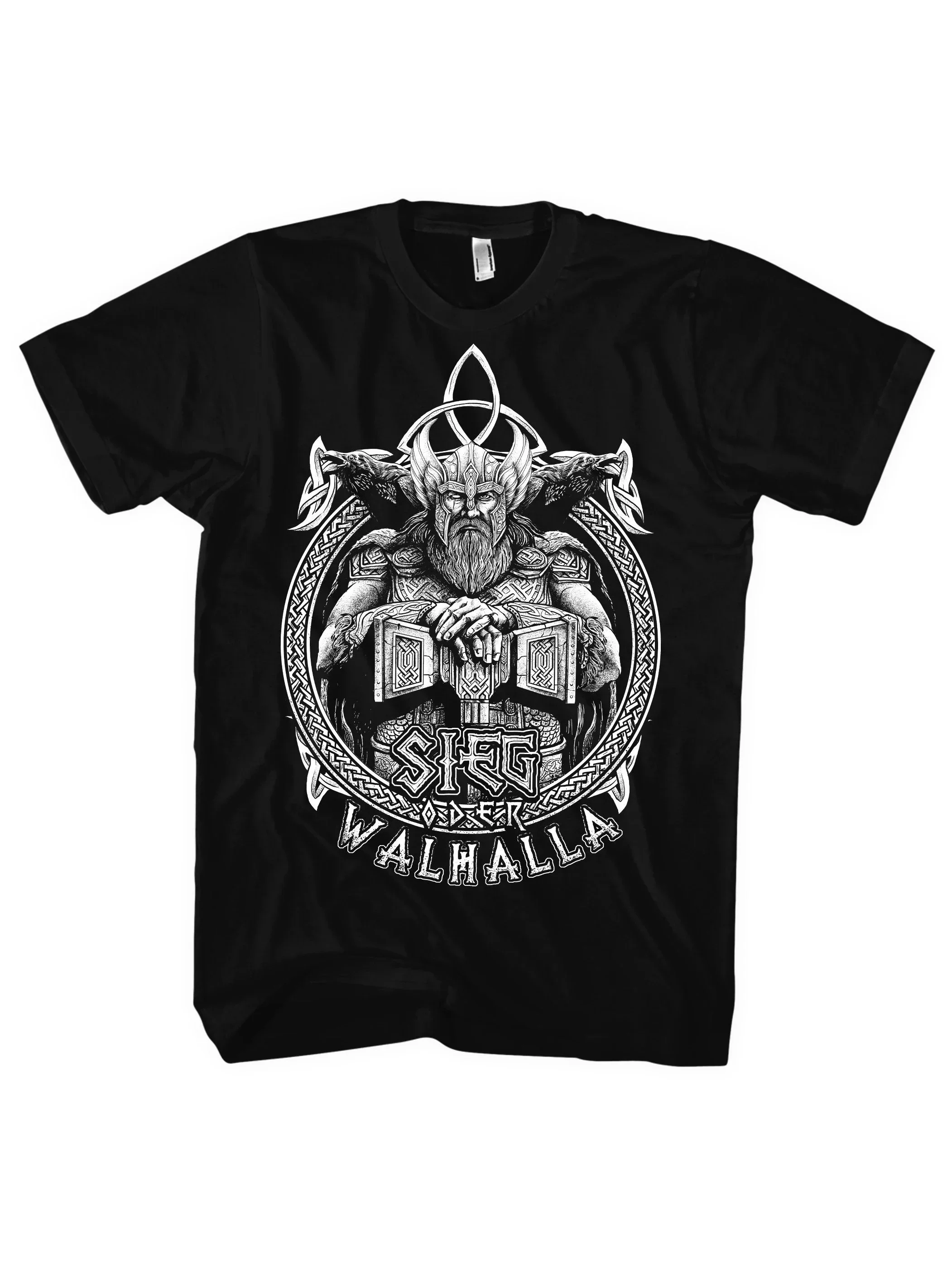 Nordic Warriors Raven  Rune Valhalla T-Shirt 100% Cotton O-Neck Summer Short Sleeve Casual Mens T-shirt Size S-3XL