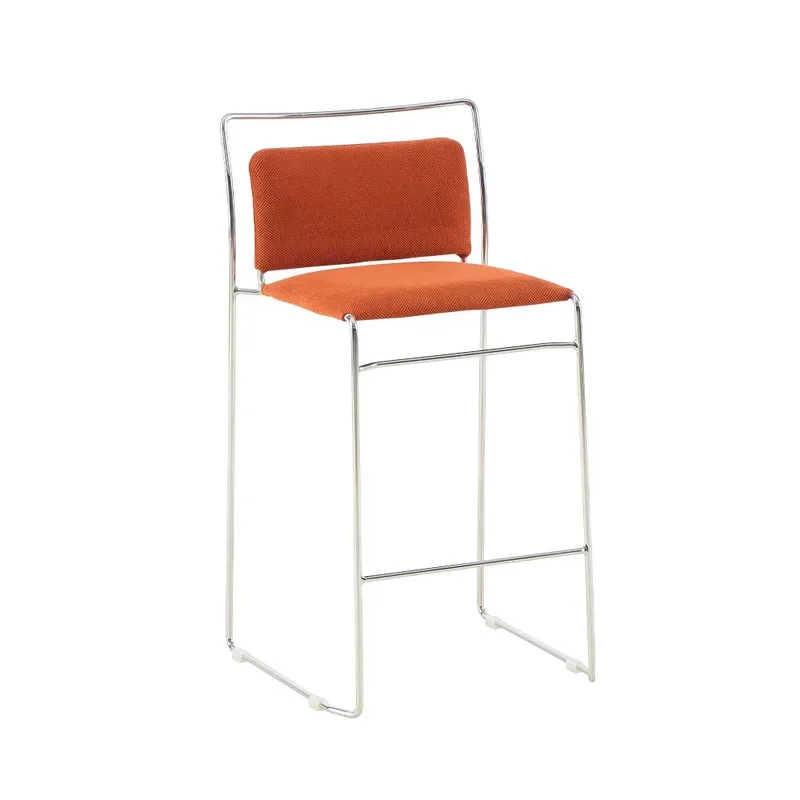 Modern Chrome Bar Stool with Footrest Adjustable Height Swivel Seat Cushion Back Support for Kitchen Hotel Wholesale OEM Use
