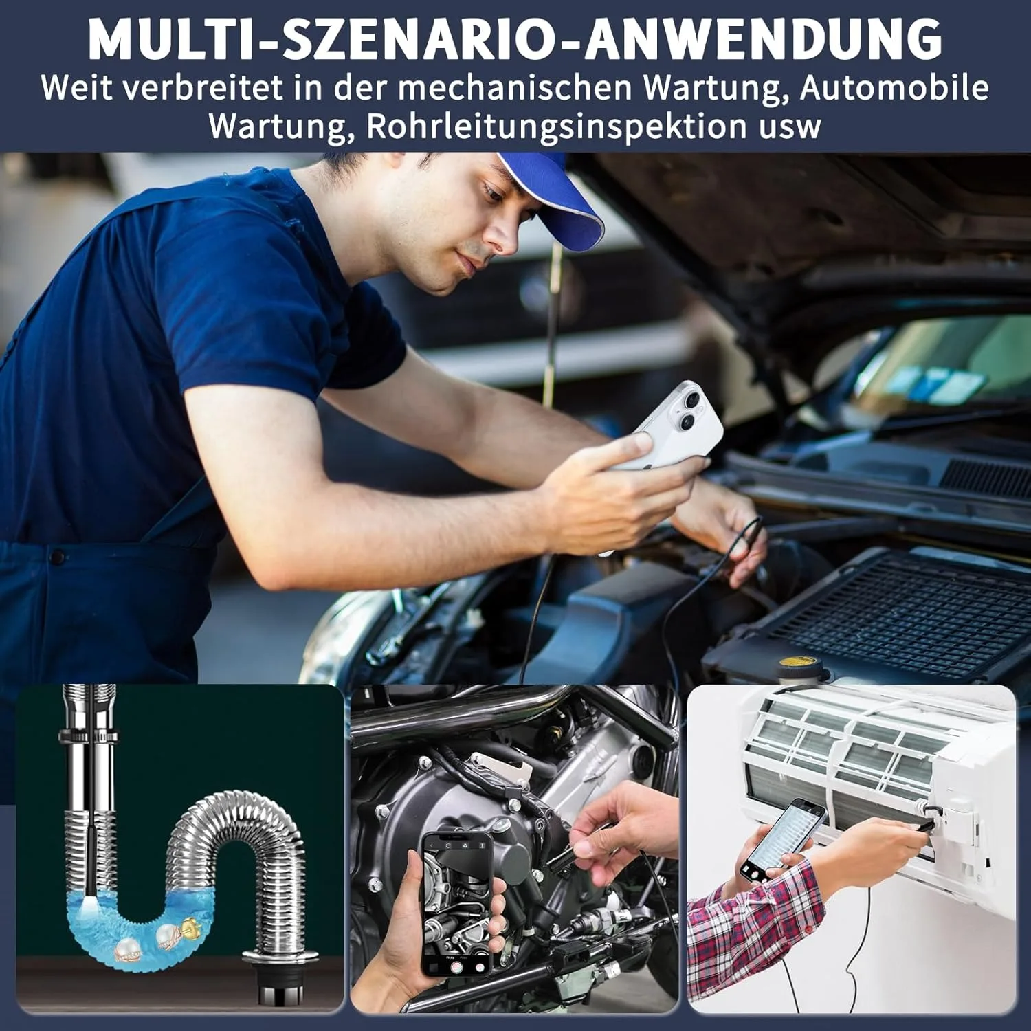 IOS Android Endoscope Camera 8MM Single/Dual Lens Automotive Boroscope Inspection Device Camera For Apple Iphone IOS Smart Phone