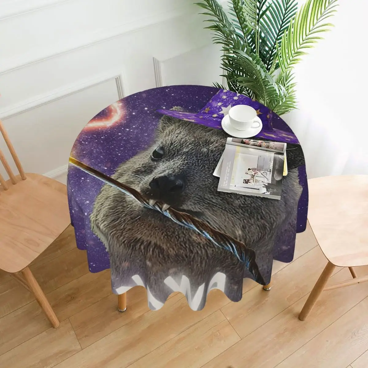 

Awawa Kadabra Rock Hyrax Wizard Waterproof Round Tablecloth Oilproof Table Cloth for Kitchen Events Dining Table Cover 60 inch