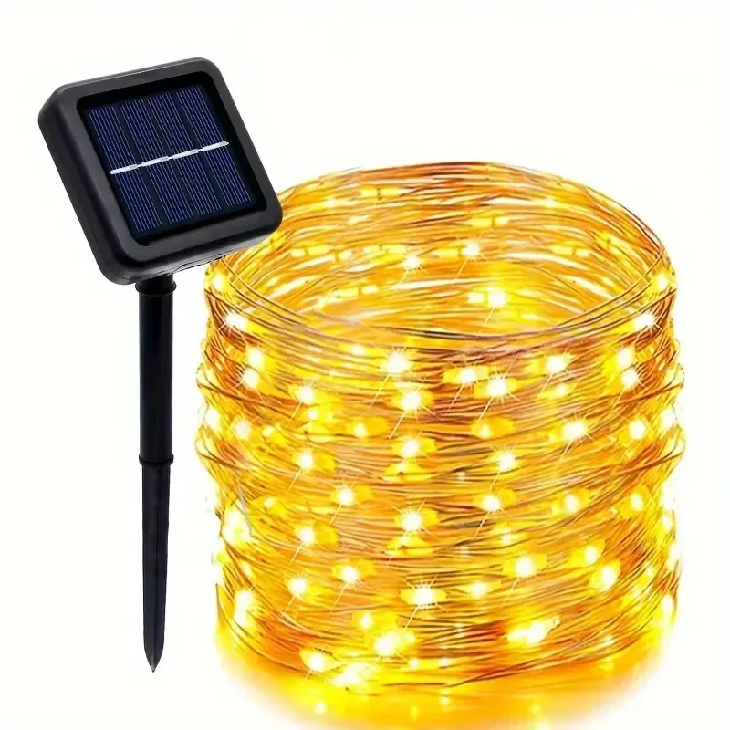 LED Solar Fairy Lights Outdoor Solar Lichtslingers Waterdicht 8 Modi Koperdraad Knipperlichten voor Tuin Bruiloft Decor