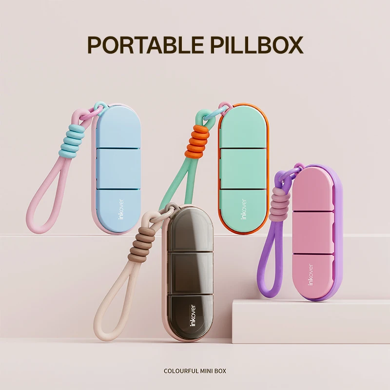 Multi-color Mini Pill Box, Small Storage Container for Medications, Vitamins, and Supplements, 7-Day Pill Organizer