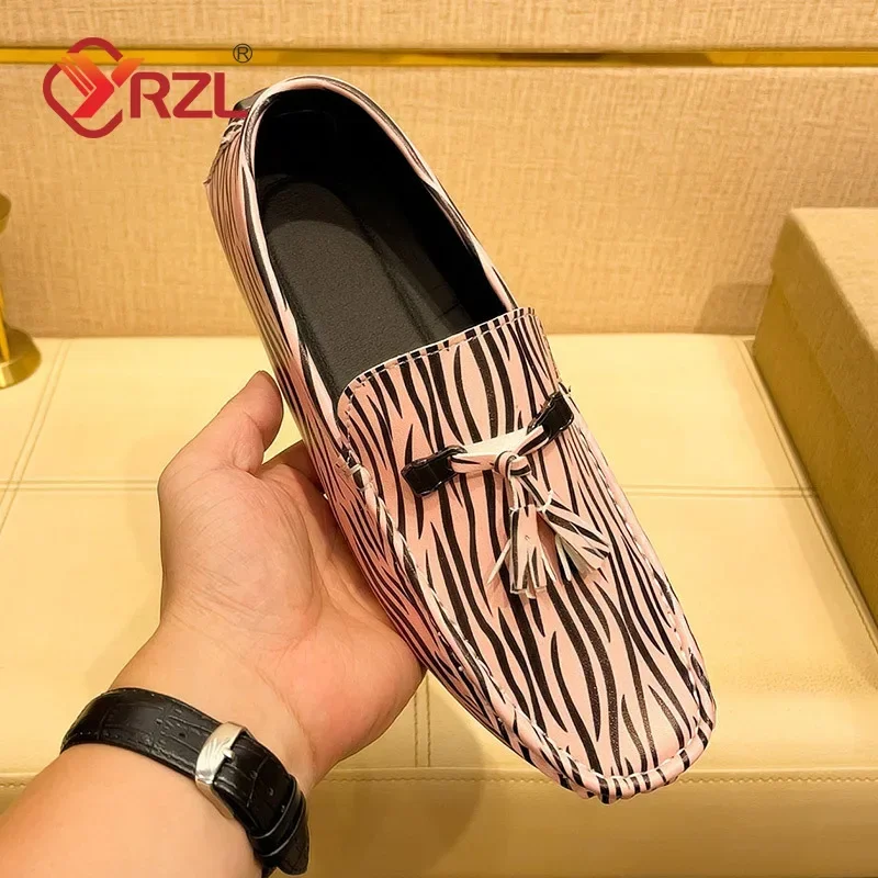 YRZL Men White Loafers Tassel Casual Luxury Men Shoes Handmade PU Leather Moccasins Light Breathable Slip on Boat Shoes for Men