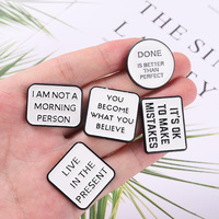 Motivational Quotes Enamel Pins Life Happy Brooches Animal Backpack Lapel Bag Hat Lapel Pin Badge Badges Jewelry Anime Pins Hot