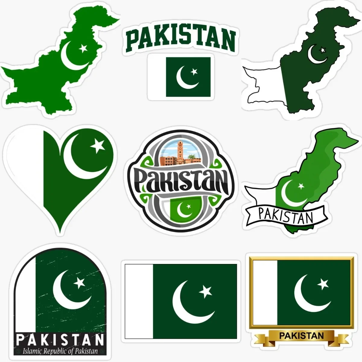 

Pakistan Flag Map Emblem Creative Personalized PVC Waterproof Stickers for Decorate Car Wall Room Table Helmet Camper Bumper