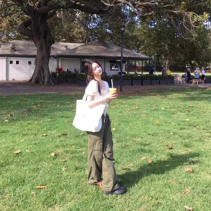 กางเกงลำลองทรงตรง TheBarnet รุ่นใหม่ประจำฤดูใบไม้ผลิ-ฤดูร้อน ปี 2025 สไตล์สตรีท เอวสูง ทรงหลวม ใส่ได้ทุกคน ผ้าอื่นๆ