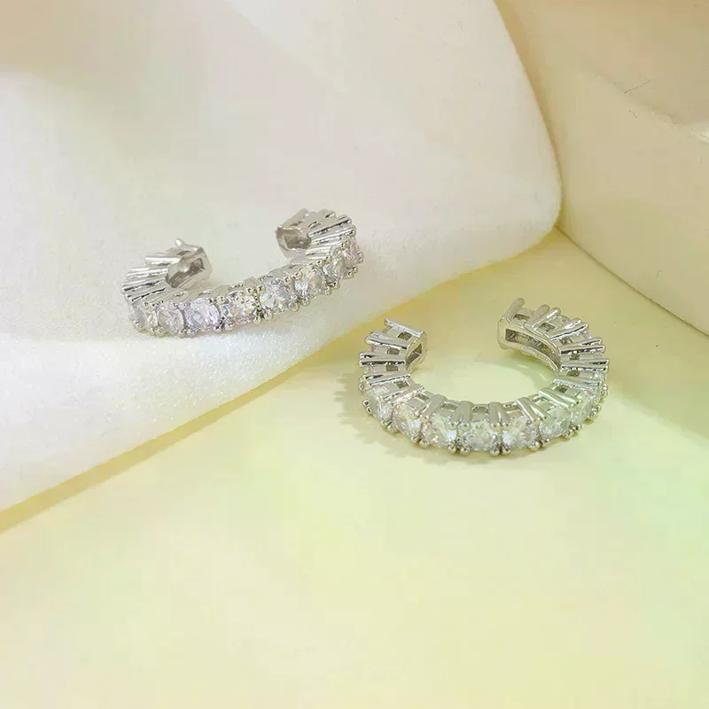 2Pcs Full Rhinestone Zircon Ear Cuff Ear Clip For Women No Pierced C Shape Earcuff Ear Wrap Earcuff Clips Jewelry Gifts