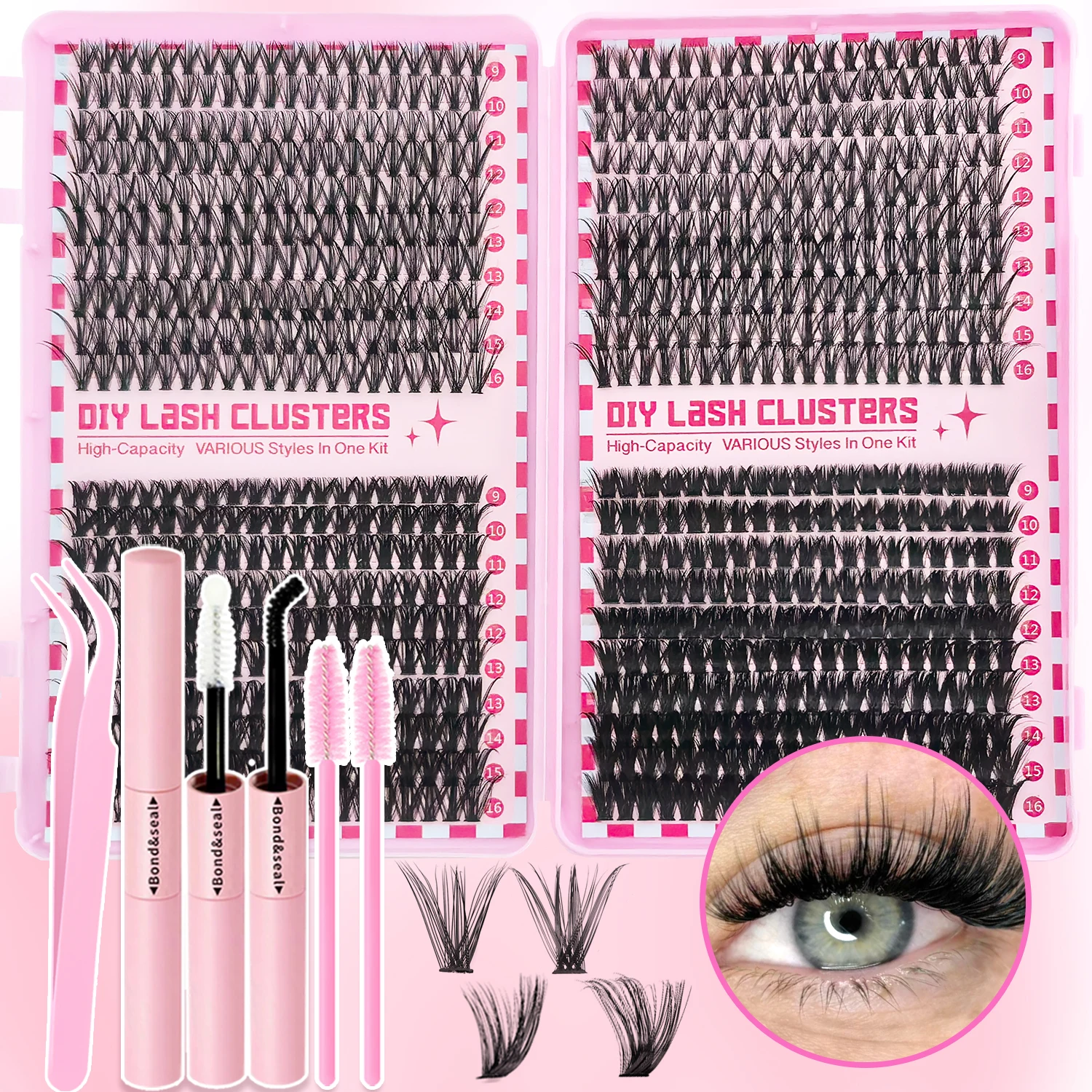 

320/600/790 Cluster Lashes Kit – Daily & Party Essential with Mix-and-Match Lengths! Perfect for Effortless Glam Anytime