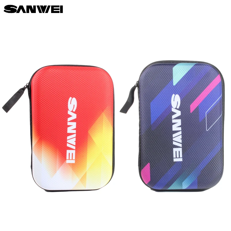 SANWEI Hexagon Gourd Shaped Table Tennis Racket Case Hard Shell Ping Pong Racket Paddle Cover Anti-drop Ping Pong Racket Bag