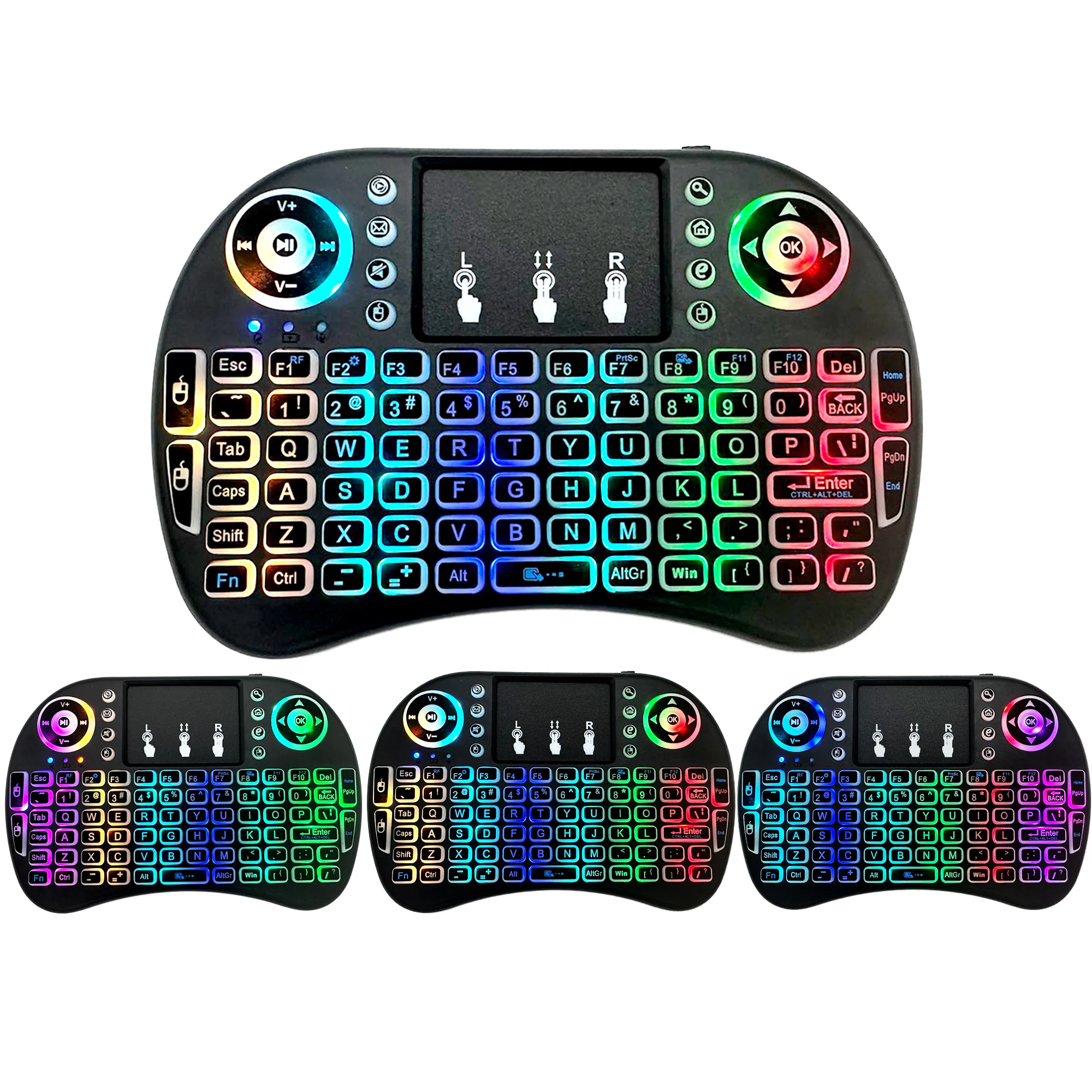 MRSVI I8 Mini Wireless Keyboard 2.4G English Lithium RGB Colorful Backlit Air Mouse with Touchpad for Android TV Box PC