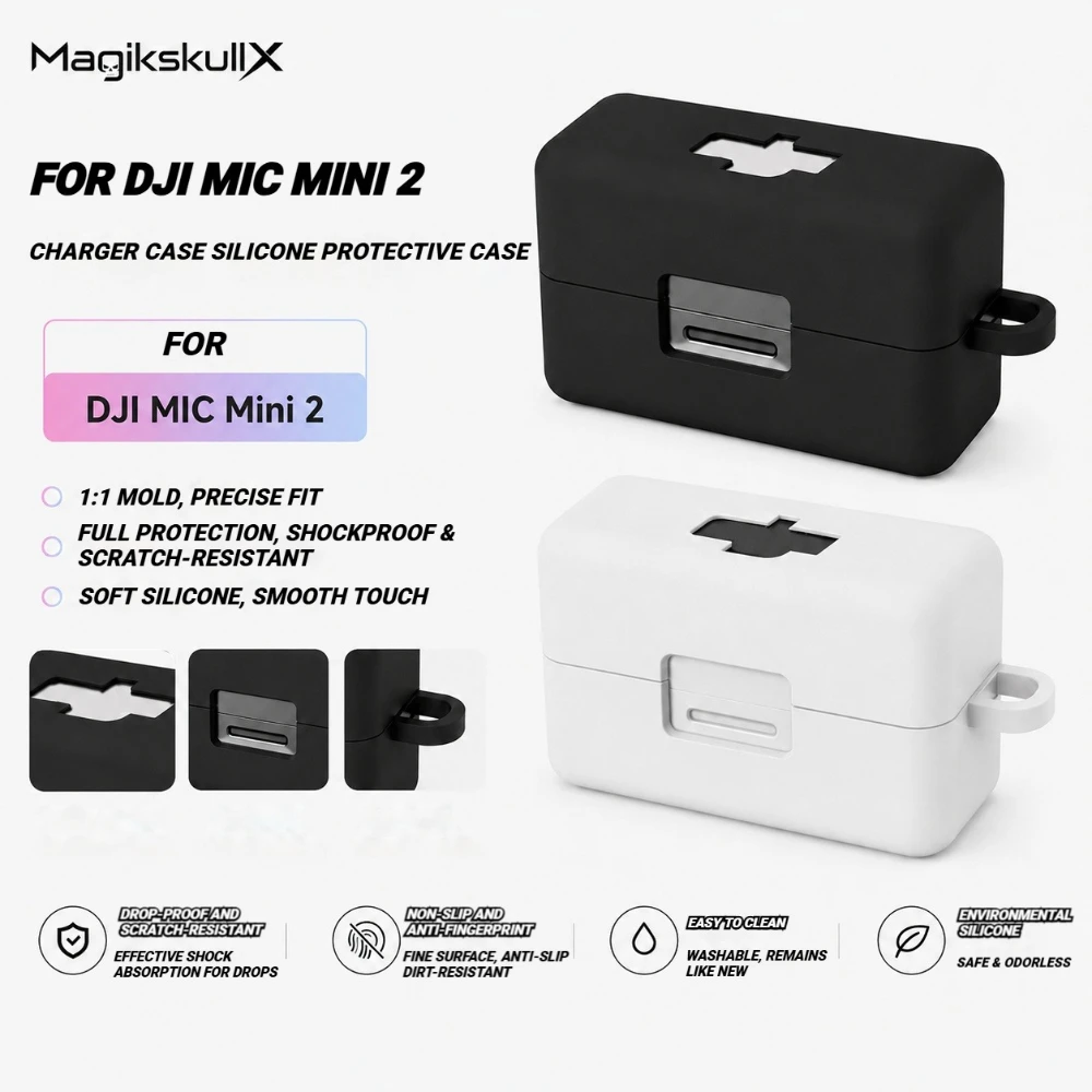 For DJI Mic Mini 2 Charger Case Silicone Protective Cover Shockproof Soft Case for Wireless Microphone Charging Box