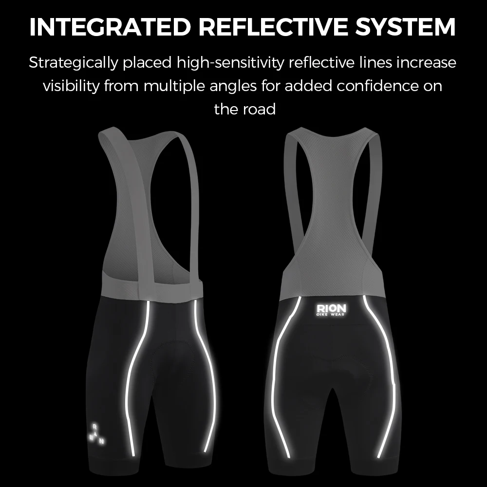 RION Men's Cycling Bib Shorts Night Riding Dolomiti Pad 8H Road Bike Padded Shorts MTB Pro Bicycle Clothing Long Distance Biking