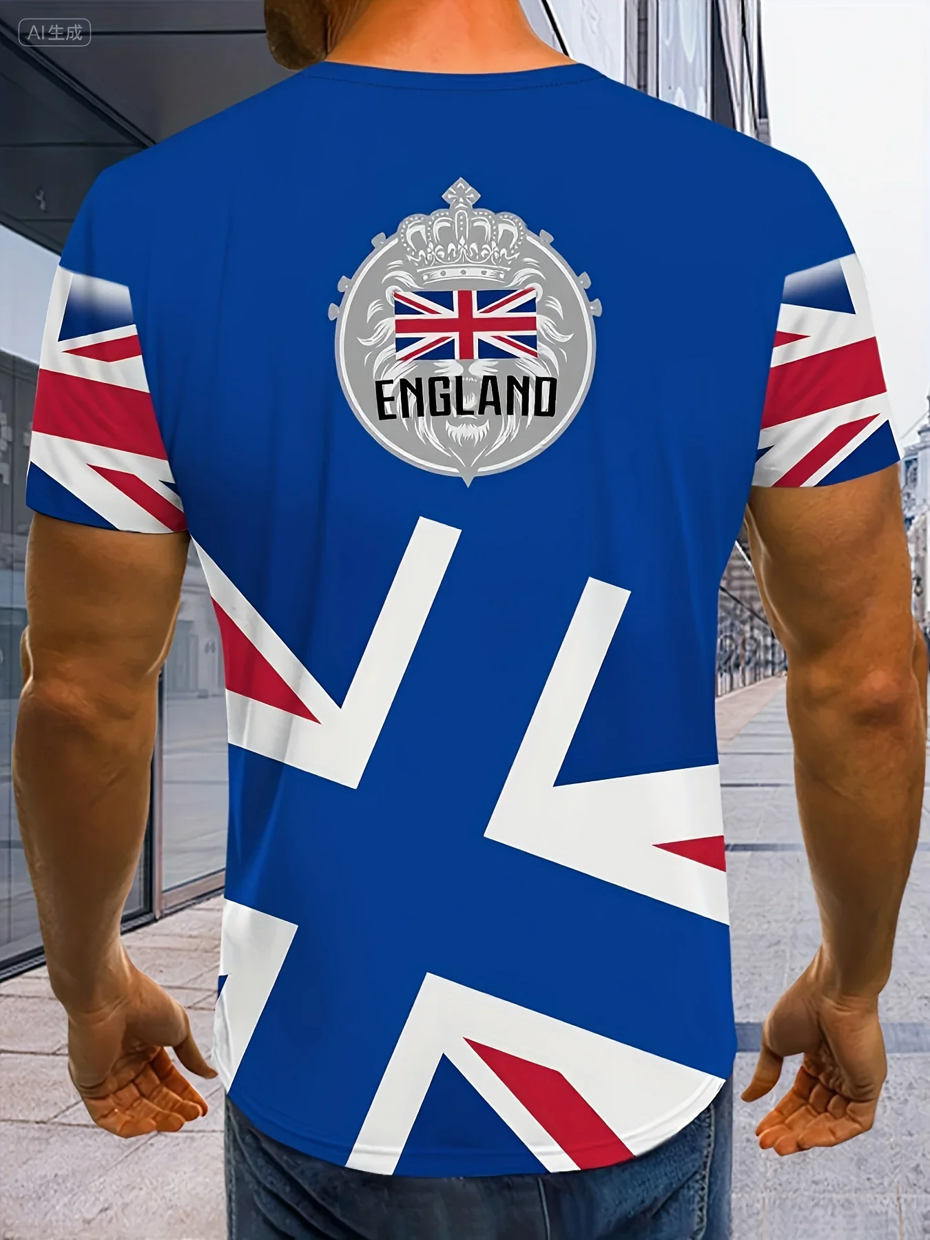 تي شيرت رجالي بعلم الاتحاد البريطاني - تي شيرت إنجلترا الأسد والتاج جرافيك صيفي كاجوال بأكمام قصيرة تي شيرت كبير الحجم #4