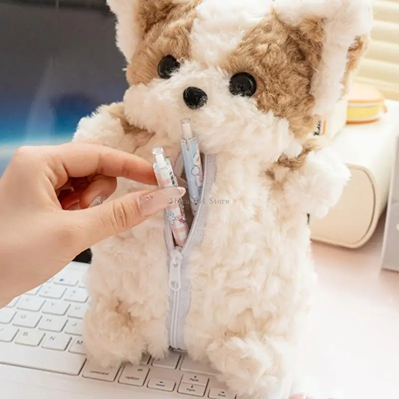 

Многофункциональная плюшевая сумка корги, школьные принадлежности, портативный компаньон для хранения косметики