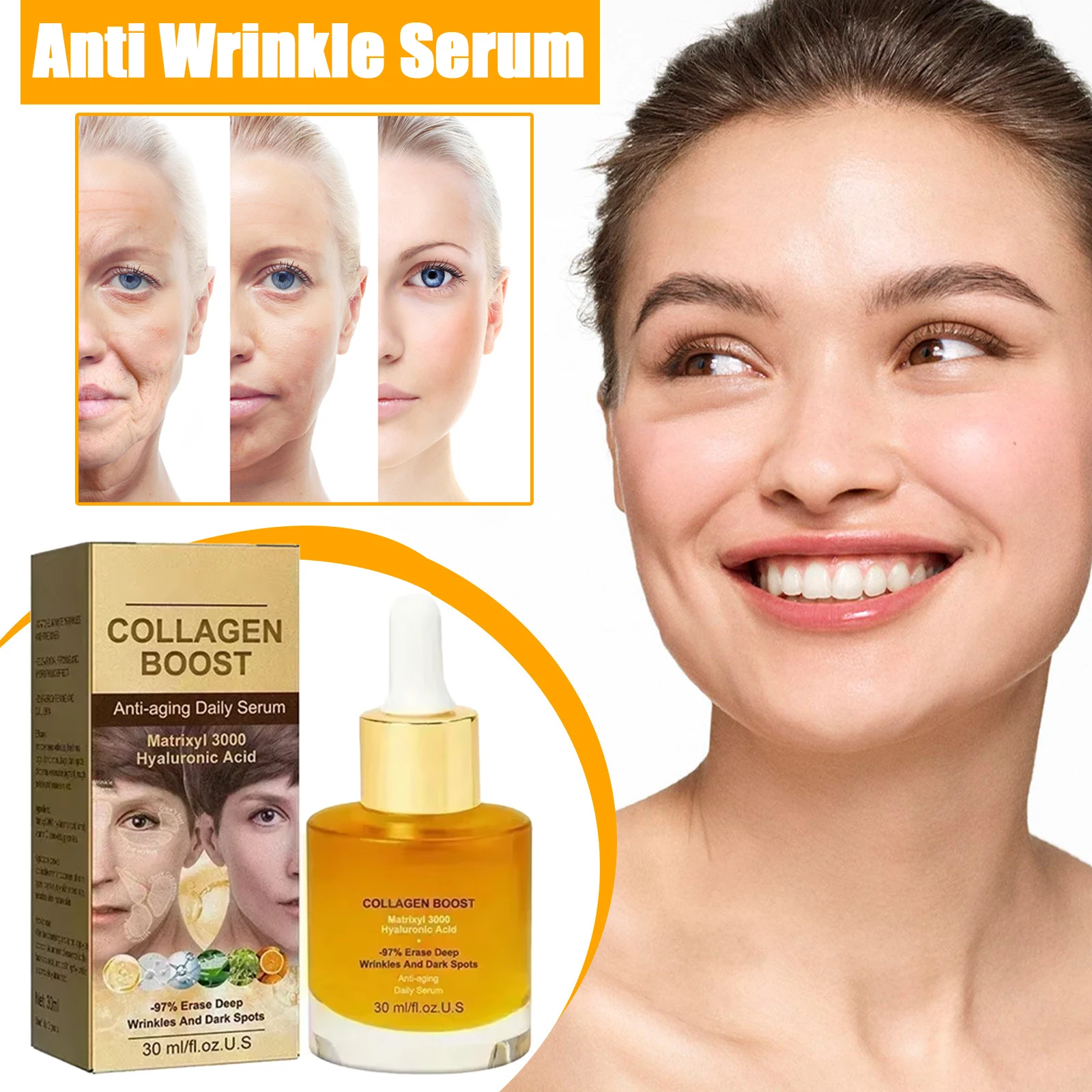 

Remove Wrinkles Facial Serum Firm Skin Delay Aging Improve Dullness Brighten Moisturize Anti-Wrinkle Facial Collagen Essence oil