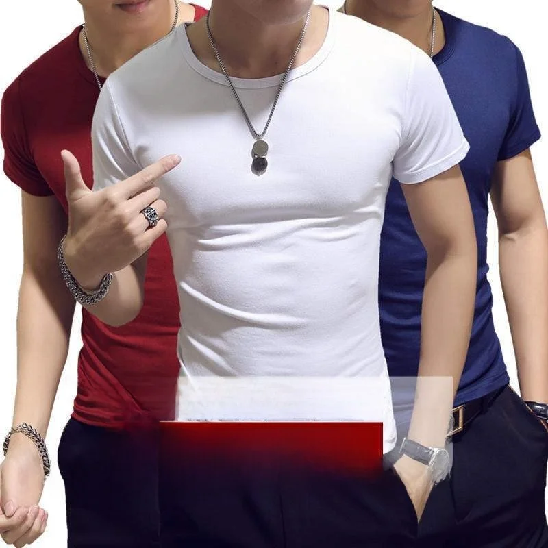 

Мужская футболка Slim Fit Ice Silk Modal ort Sve round Ne Color Base irt Молодежный модный летний базовый топ