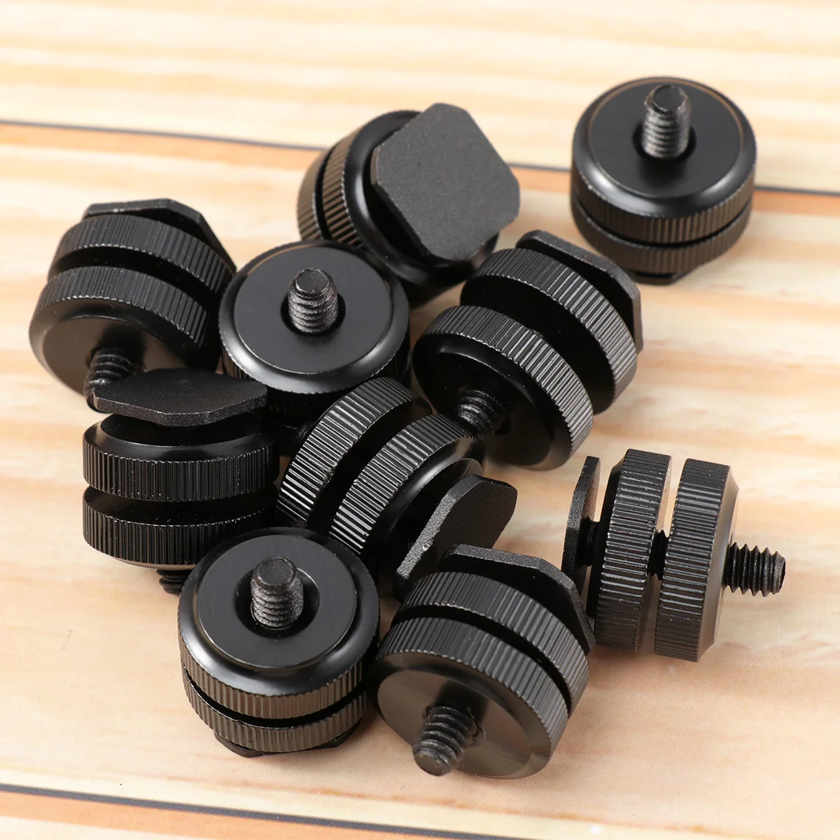 

10 Pcs 1/4 Inch Aluminium Alloy Tripod Screw Adapter Flash Hot Shoe Mount Compatible DSLR Camera Camcorder (Black)