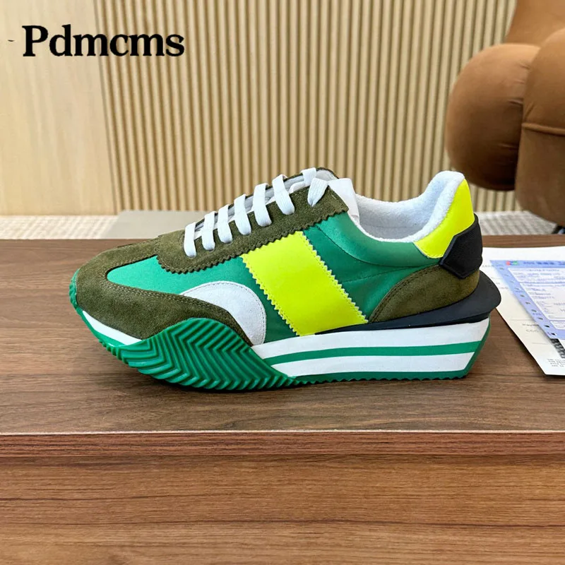 Zapatos de plataforma plana de diseñador, zapatillas de deporte para mujer, suela gruesa con cordones, zapatos informales de otoño, zapatos de cuero de ante para amantes de las vacaciones para mujer