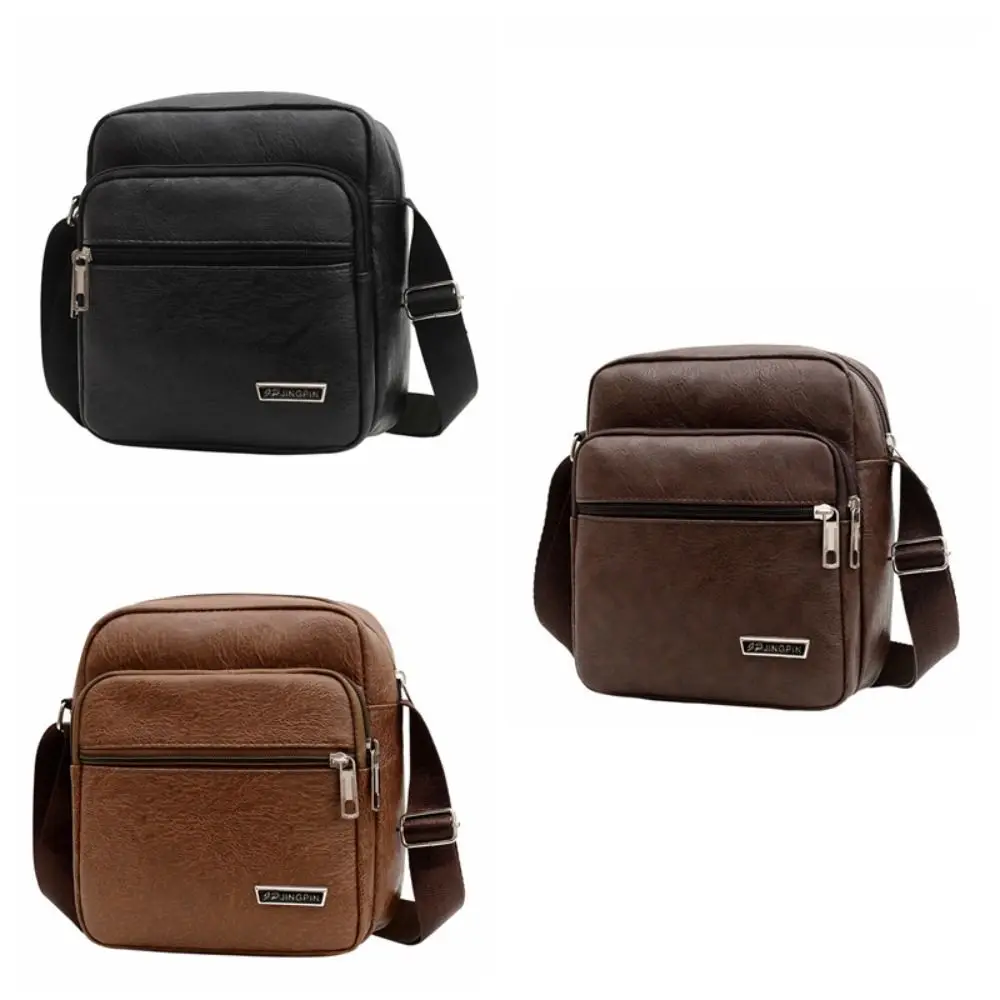 Bolso cruzado informal de cuero PU con cremallera, bolso de hombro con múltiples bolsillos, bolso de mano, bolso de negocios para hombre, viaje